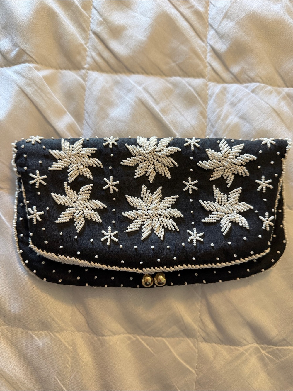 Vintage Magid Handmade Black with Decorative White Beading. Great Condition